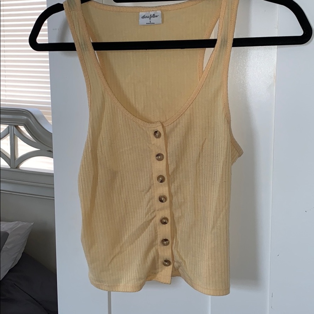 Yellow button down tank top